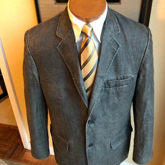 Material London Dark Gray Linen Jacket Size 42R - Picture 5 of 15